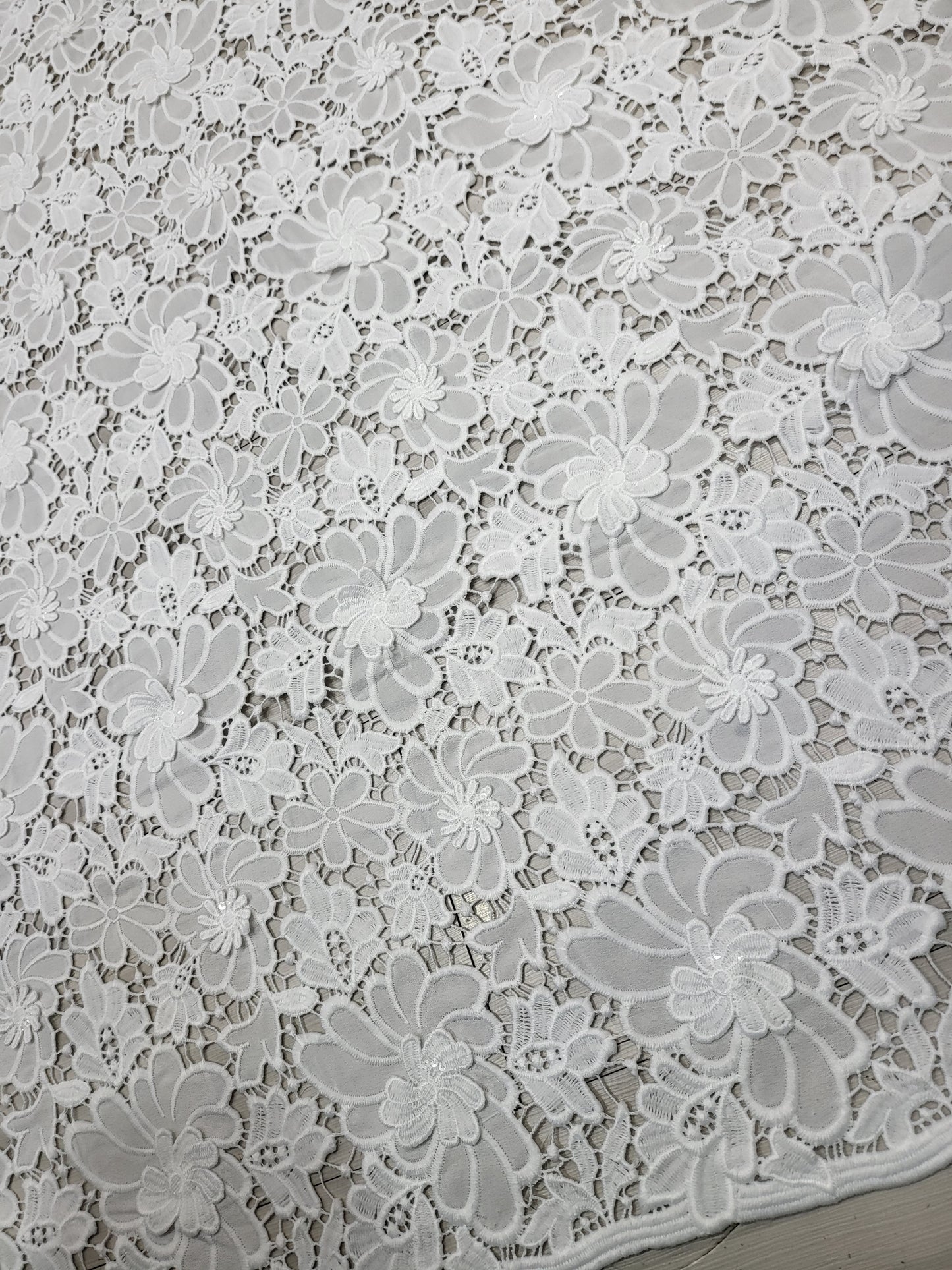 Imported Crepe Cutwork Embroidery with 3D Flower Applique Fabric