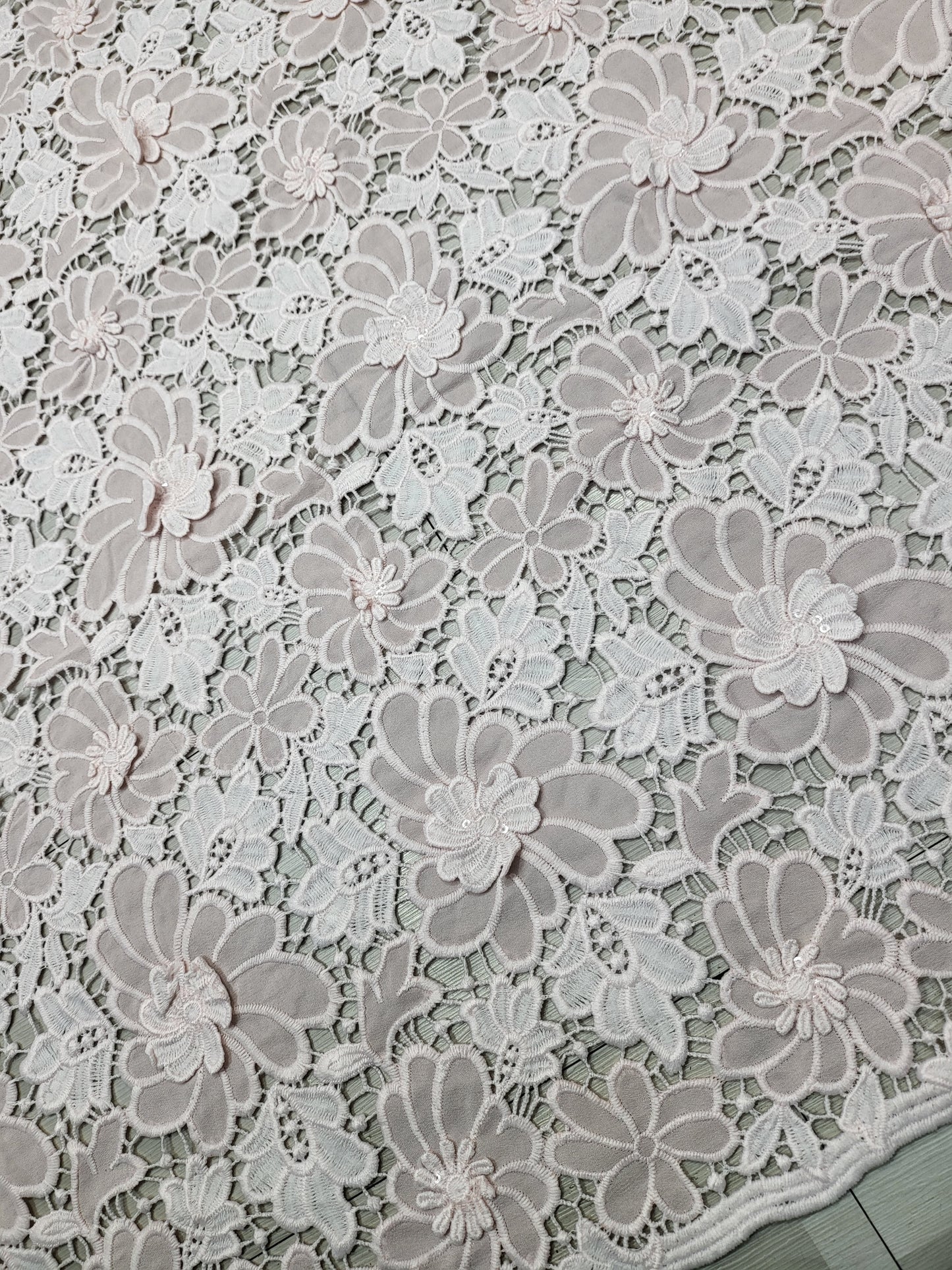 Imported Crepe Cutwork Embroidery with 3D Flower Applique Fabric
