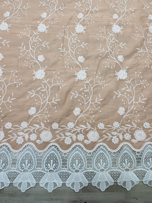 Pure cotton embroidery with cutwork lace daman fabric