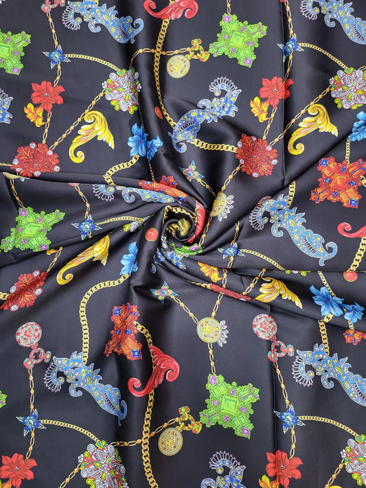 Luxurious Silk Satin Print Fabric