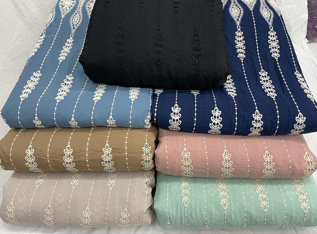 IMPORTED CREPE CUTWORK EMBROIDERY FABRIC